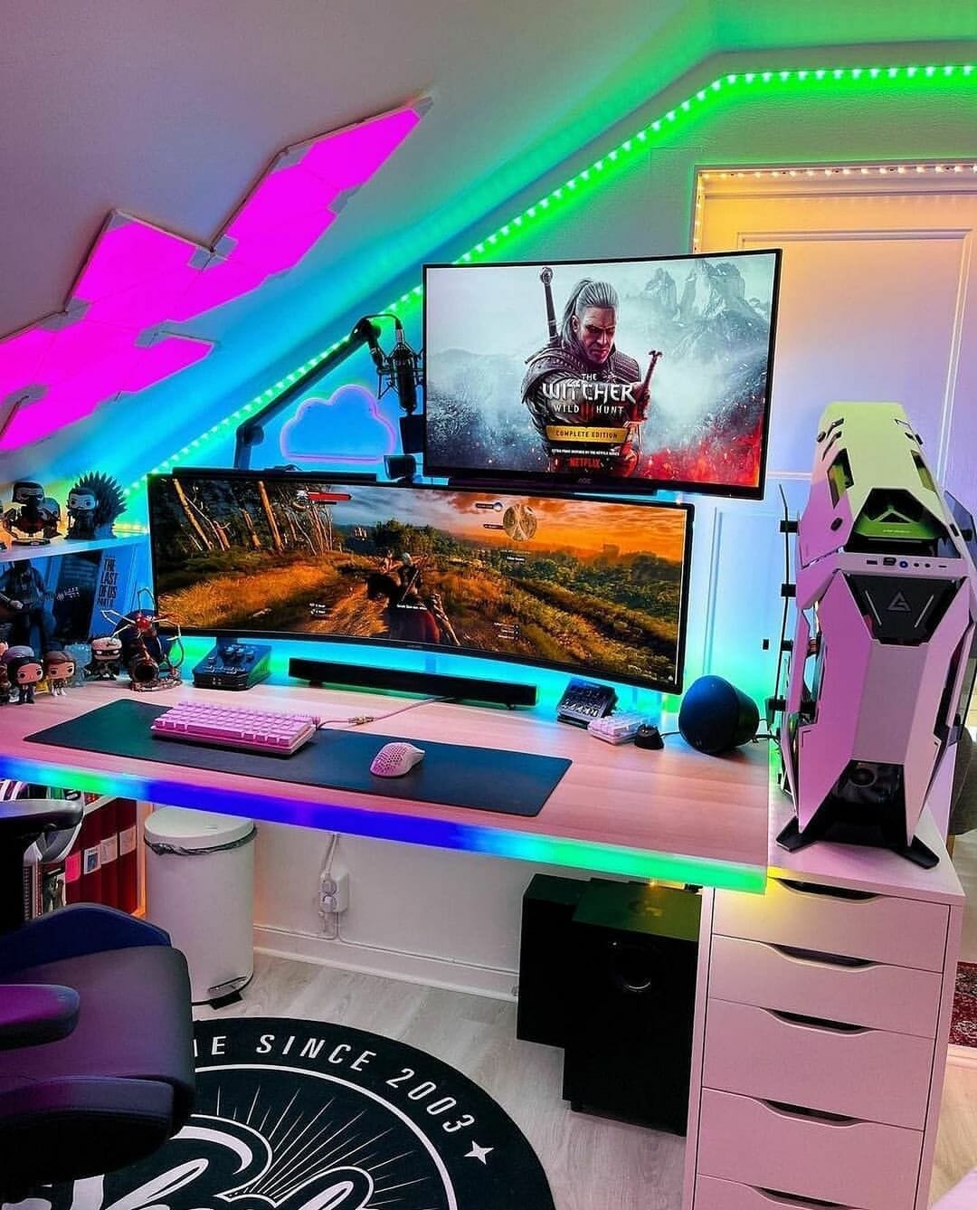 Work / Casual gaming setup (updated). Badly need decoration ideas