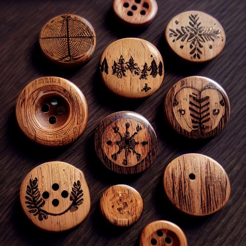 Wooden Buttons With Wood Burning