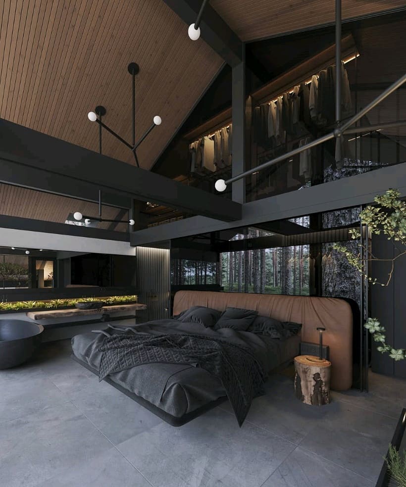 Bachelor Pad Bedroom With Dark Accents