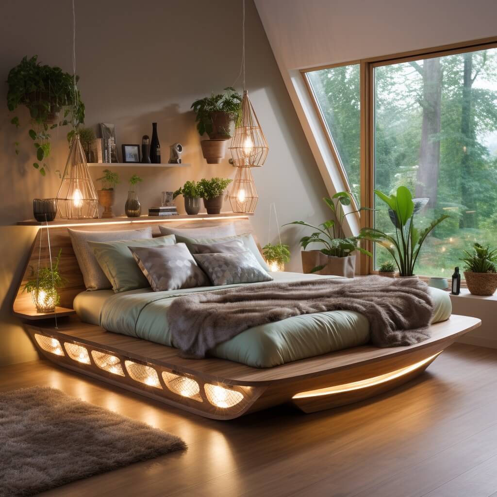 Floating Bed With Under-Lighting