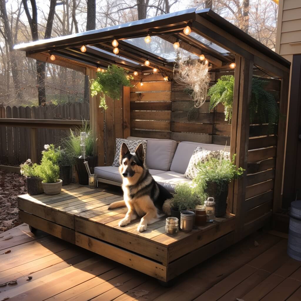 Diy Wooden Pallet Dog House With Veranda