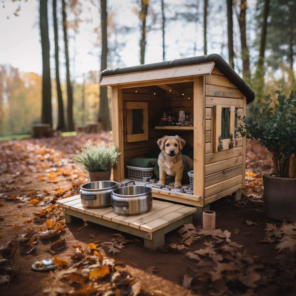 Easy Diy Pallet Dog House With Food Bowl