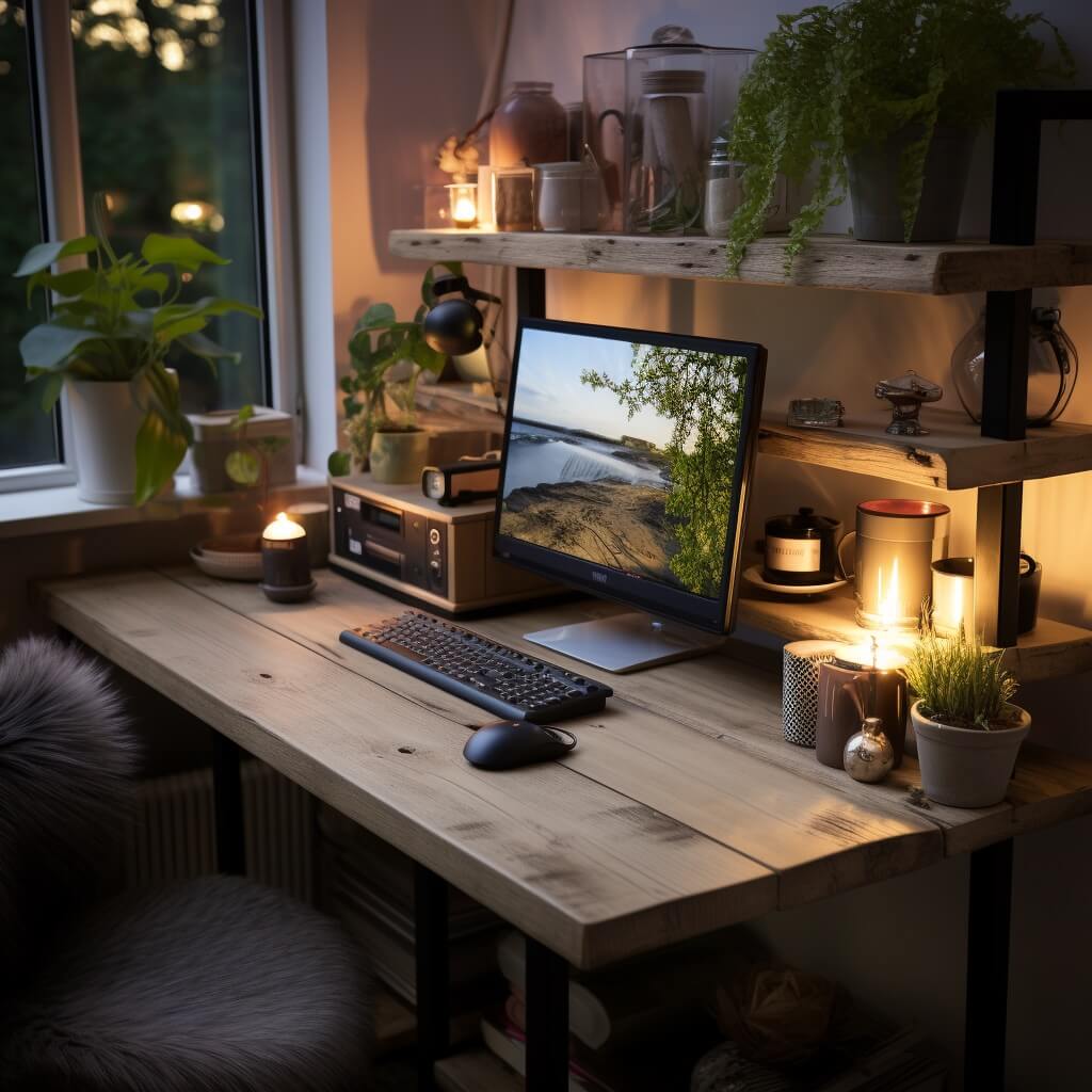 Rustic Diy Computer Desk With Shelving