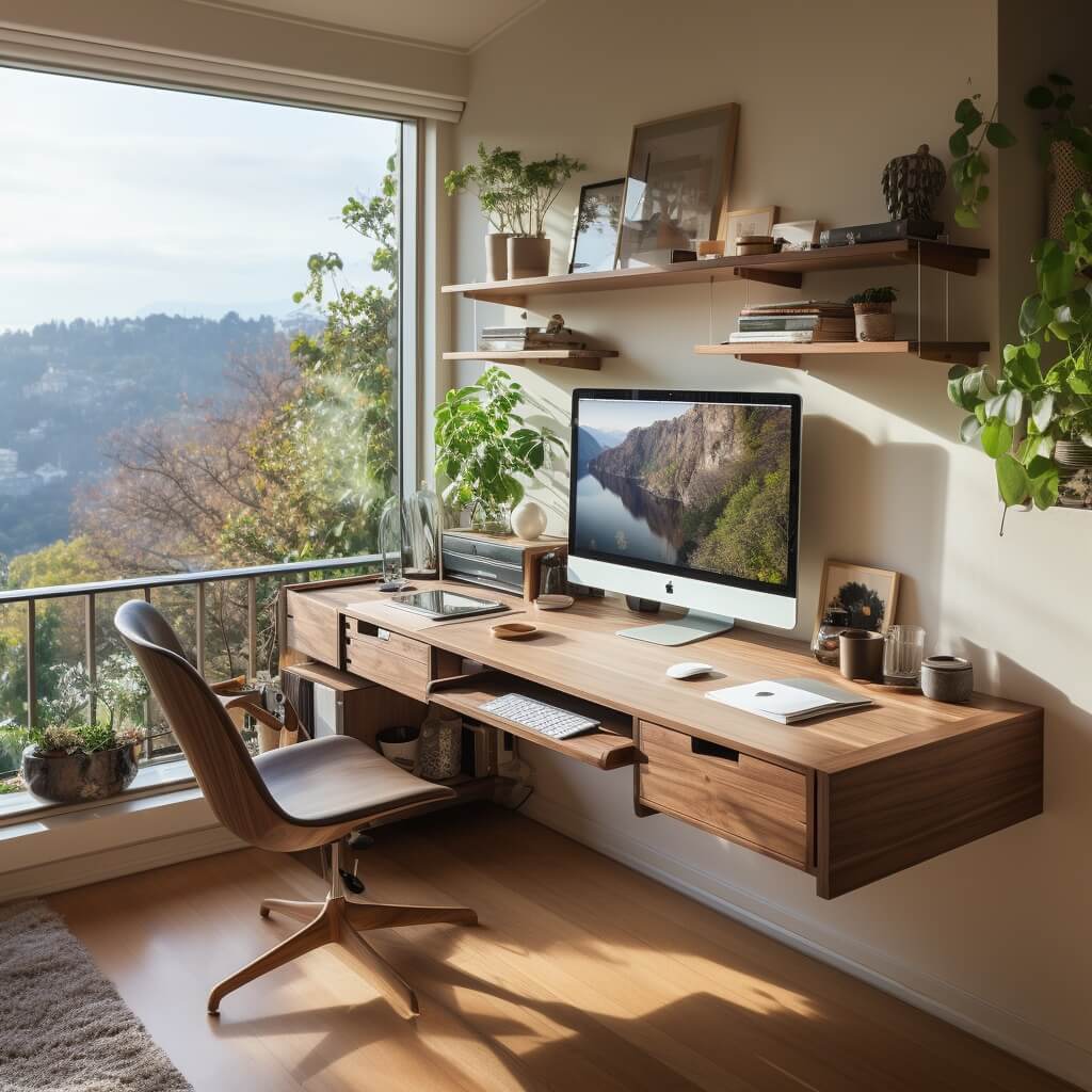 Walnut Diy Wall Mounted Computer Desk
